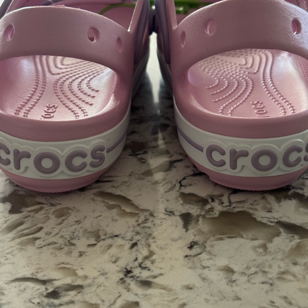 CROCS Kids' Pink and Lavender Sandals size j3 - Picture 5 of 7